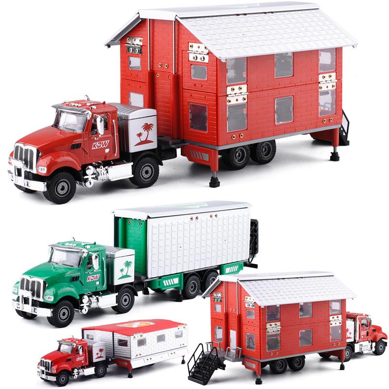 1/50 Alloy Luxury RV Recreational Vehicle Car Model Metal Camper Van Motorhome Double Deck Touring Travel Car Model Children Toy Gift