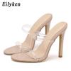 Fashion Eilyken PVC Transparent High Heels Open Toe Slippers Pumps Women Mules Lady Slides Sandales Tacones Mujer