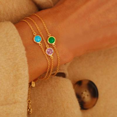 Twelfth Birthday Stone Bracelet Zircon Pendant Stainless Steel Bracelet Electroplating 18K Color Retention