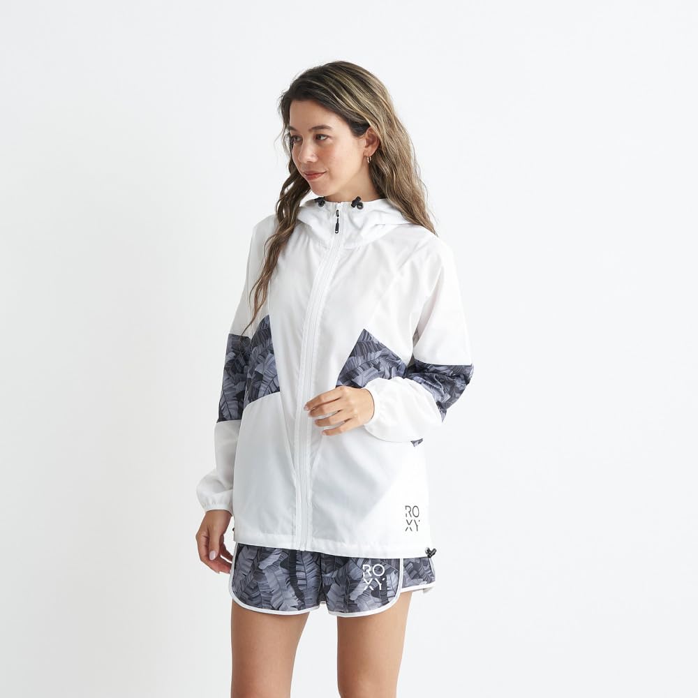 Roxy Print Hooded Jacket Medium Women's Water-Repellent (RJK241504) White,