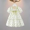 Summer Girls Short Sleeve Dress With Bow Tie Cute Princess Dress For Toddler And Little Kids Fashionable Baby Girl Clothing