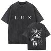 Rapper Rosalia Lux Tour Vintage-Waschungen T-Shirts Herren Damen Hip Hop Popmusik Mode Kurzarm-T-Shirt Gothic Streetwear