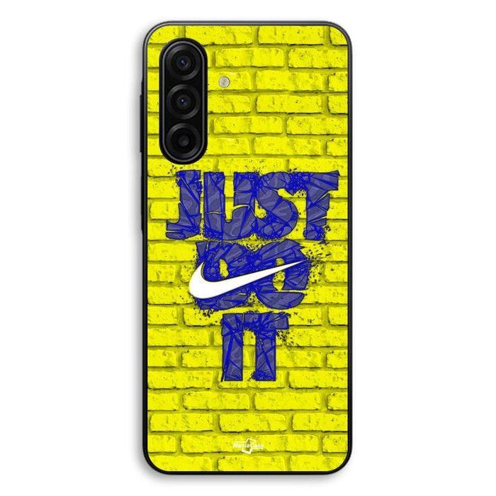 Coque Pour Samsung Galaxy A57 logo just do it couleur bleu front jaune Maniacase