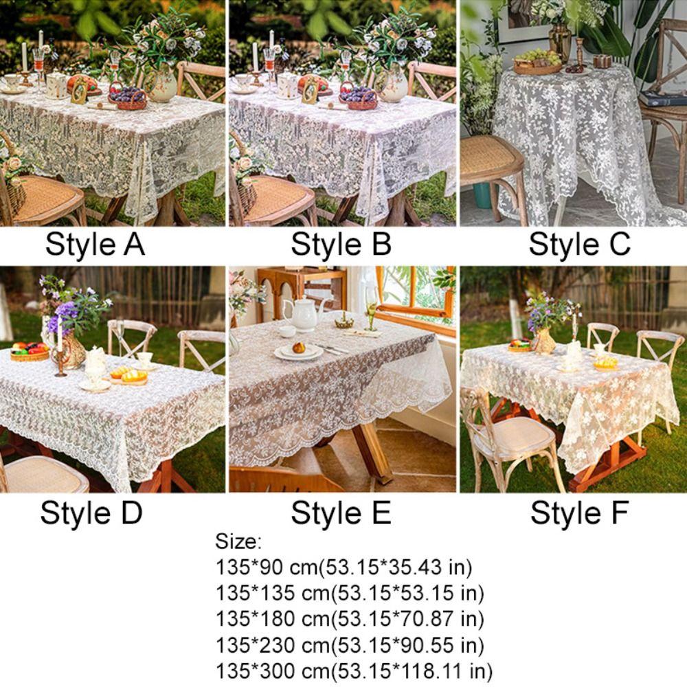 Romantic Embroidered French Lace Tablecloth Organza Vintage Table Linen White Table Cover Desktop Background