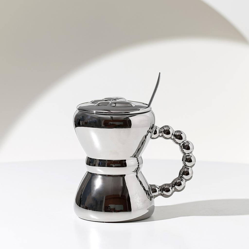 Lekki luksusowy kubek ceramiczny z pokrywką łyżeczką torebką z kokardą kubek do kawy kubek do picia dla pary kubek biurowy gospodarstwa domowego szczelny