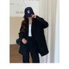 Women's Oversized Black Blazer Double Breasted Casual Loose Fit Suit Jacket