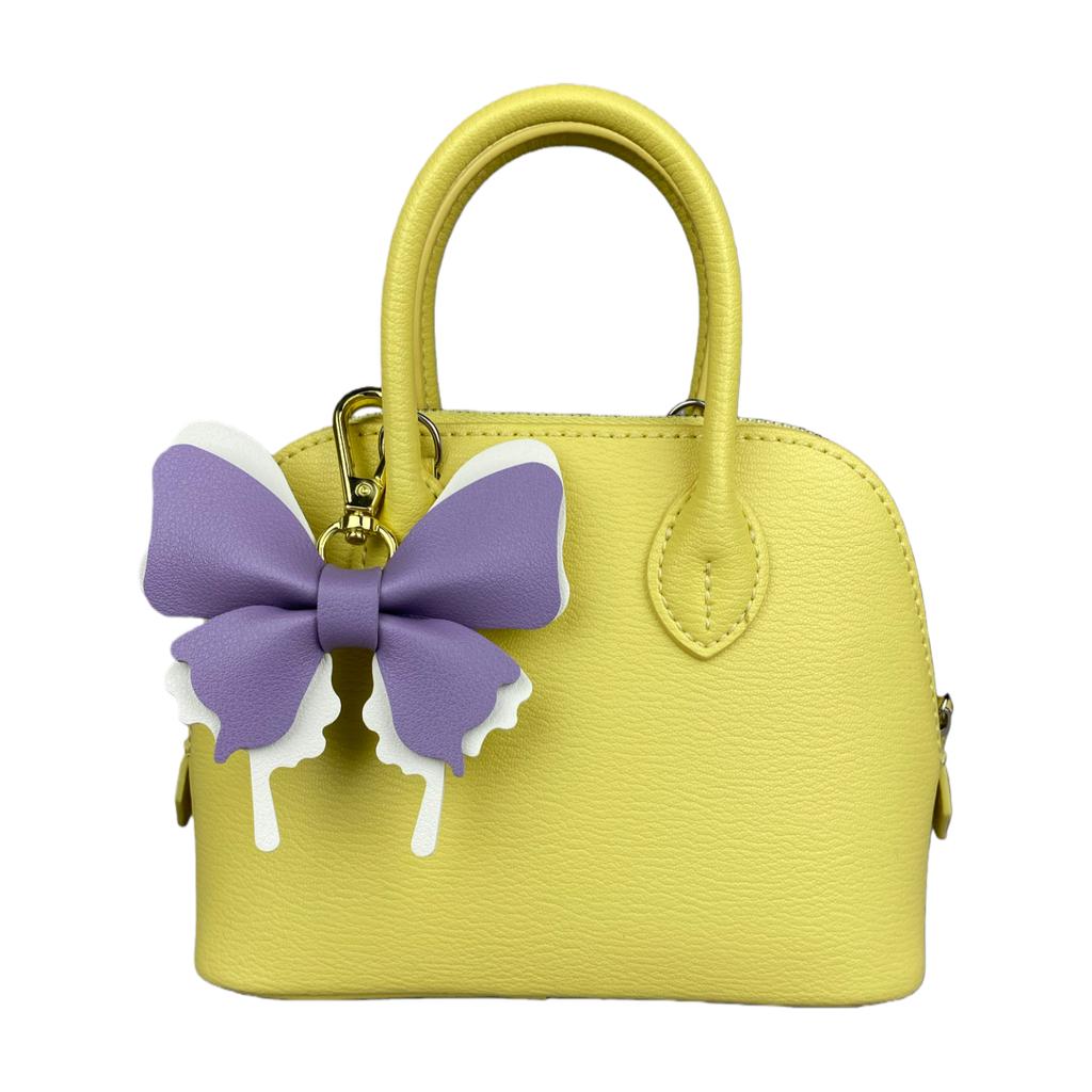 Handcrafted Elegant Butterfly Leather Keychain Double-Layer Wing Design with Premium Light Gold Hook Bag Charm Gift Accessory