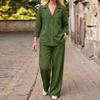 Women Commute Long Sleeve Blouse and Long Pants Casual Two Piece Suit Sets