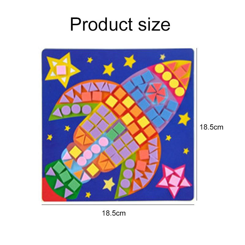 6/12pcs Mosaics Paintings DIY Foam Puzzles 3D EVA Sticker Airplane Car Spaceship Cat Dog Animal Cartoon Drawing Home Decor TMZ