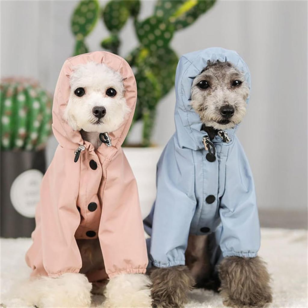 Dog Raincoat Lightweight Rain Poncho Hoodie Slicker With Leash Hole Rain Jacket for Small Medium Dogs