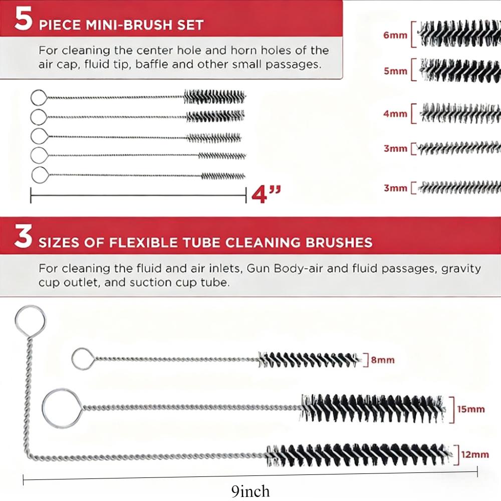 23/17PCS Professional Spray Gun Cleaning Brush Spray Gun Cleaning Kit Cleaning Tools Paint Brush Cleaning Needle