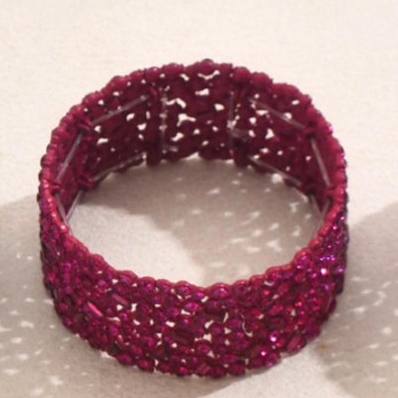 Moda Estilo Europeu e Americano Conjunto de Pulseiras Femininas Personalidade Super Brilhante Design Cravejado de Strass Pulseira de Aba Larga