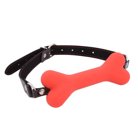 Bone-Shaped Silicone Ball Gag Adjustable BDSM Mouth Restraint for Bondage Roleplay Soft Body-Safe Discreet Adult Toy for Couples' Play