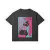 Camiseta Gráfica de Line Art Bicolor "Noche y Día" de Chica Anime Genial | Ropa Urbana Cyberpunk Y2K Camiseta para Fan de Anime
