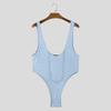 INCERUN Men Deep U Neck Sleeveless Bodysuits Fitted Home Briefs Jumpsuits