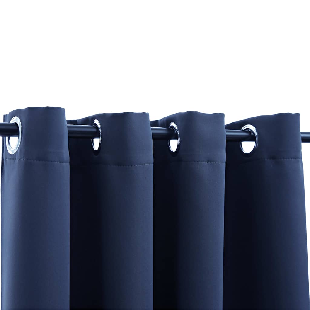 Blackout Curtains with Metal Grommets 2 Pcs Blue 140 X 175 Cm