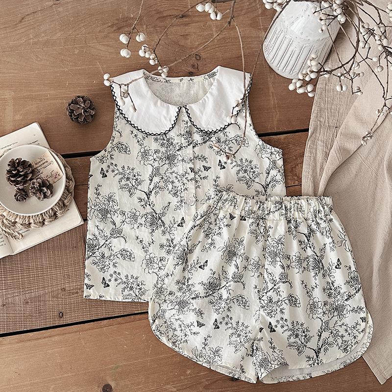 

Girls Floral Summer Set: Peter Pan Collar, Pure Cotton, Two-Piece Style (2025) 80 cm