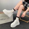 Soft leather platform white shoes women's 2025 spring new models show small feet and increase height board shoes super fire versatile sports and