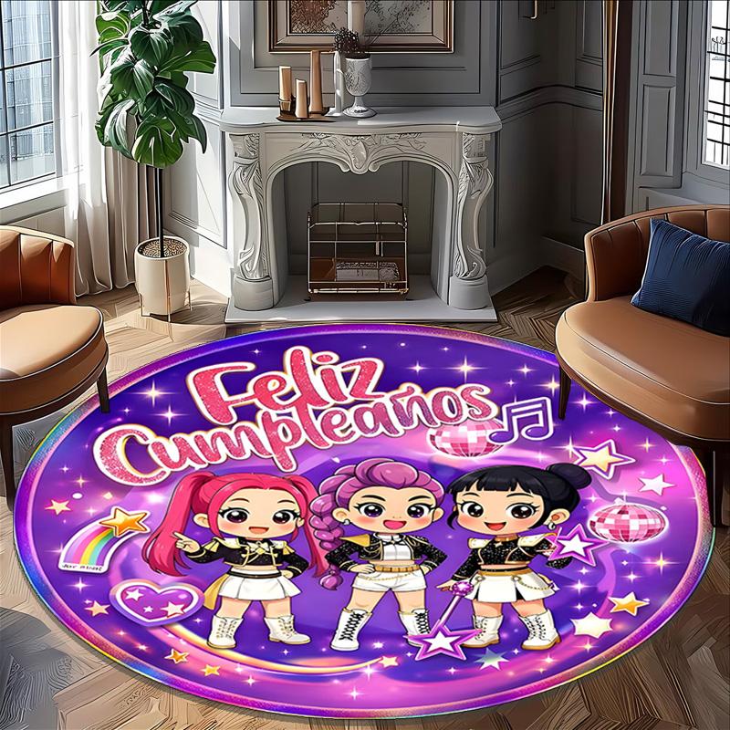 1pc Kpop Team2 Carpet, Round Rug, Comfortable, Suitable for Entryways, Living Rooms, Office, And Bedrooms, Christmas Decoration