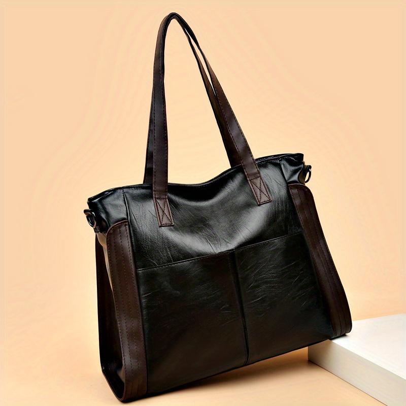 

Винтажная большая сумка-тоут, универсальная сумка через плечо, универсальная повседневная сумка для путешествий чёрный