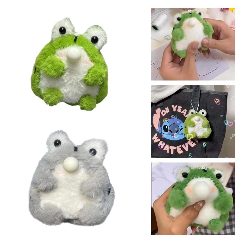 Plush Frog Toy Kit Bag Decoration Pendant Handmade Diy Spit Bubbles Gift Girls