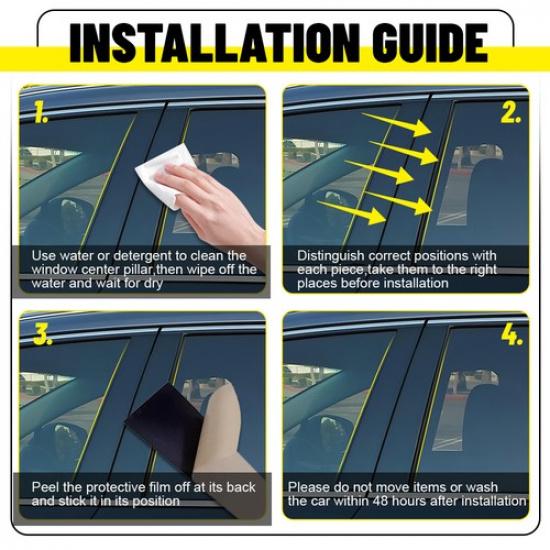 4x Gloss Black Door Pillar Posts Cover Trim For 2014-2018 Chevy Silverado 1500 N