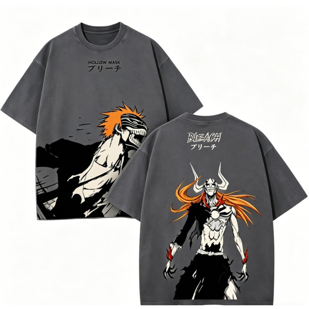 Bleach Anime Lover Washed T-shirt Year Round Clothing High Quality Personality Clothes Plus Size Unisex New Model Couples Tee