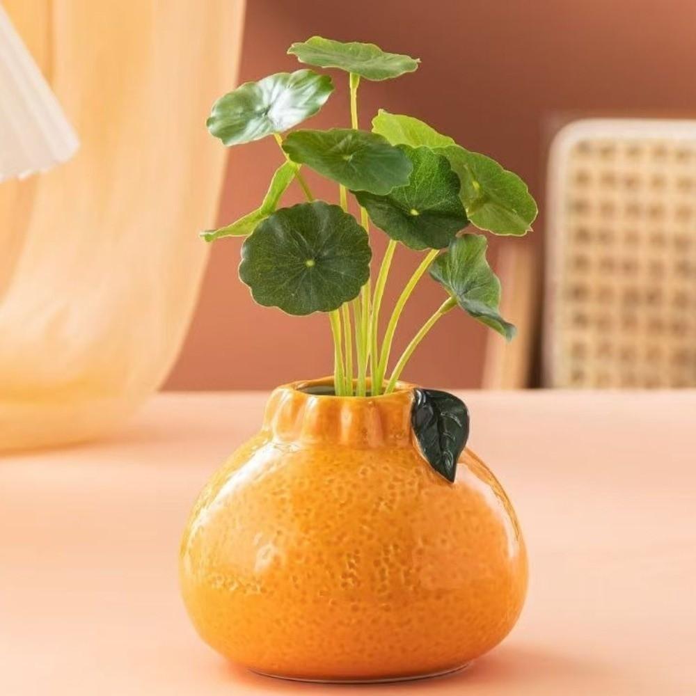 Decorative Simulated Orange Vase Ceramic Flower Holder Plant Terrarium  Table Centerpieces