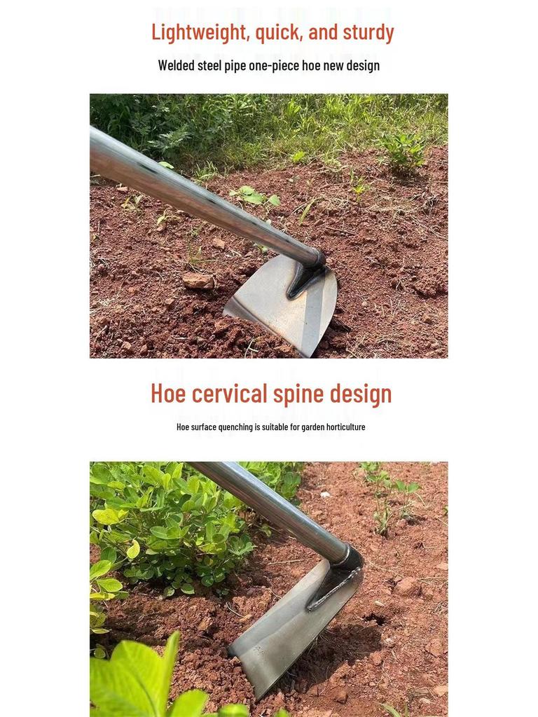 Enxada de Aço Manganês de Cabo Longo para Capinar e Lavrar