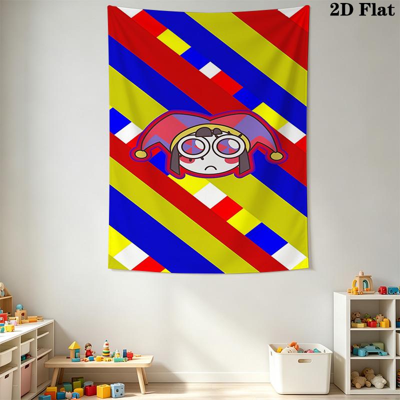 Clown Chase Whimsical Fun Tapestry Fashion Print Background Cloth Homestay Soft Decoration Tapestry Background Wall Hanging Cloth Work Of Art