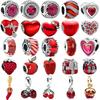 Red Cherry Apple Heart Charm Beads Dangle European Original Snake Fit Copper Bracelet Necklace Beads For Diy Jewelry Women Gift