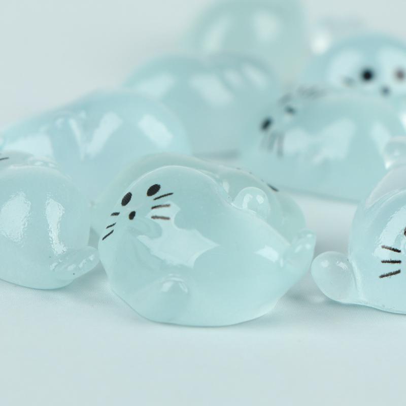 10/20/30 Pcs Glow In The Dark Mini Seal Figurines, Resin Sea Animals Miniatures For Diy Craft Home Decoration Supplies