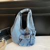 Borse a Gilet da Spalla in Denim Retrò per Donna Stile Semplice Pigro Borsa a Mano da Donna Tote Grande Capacità Studenti Universitari Ragazze Borsa a Secchiello