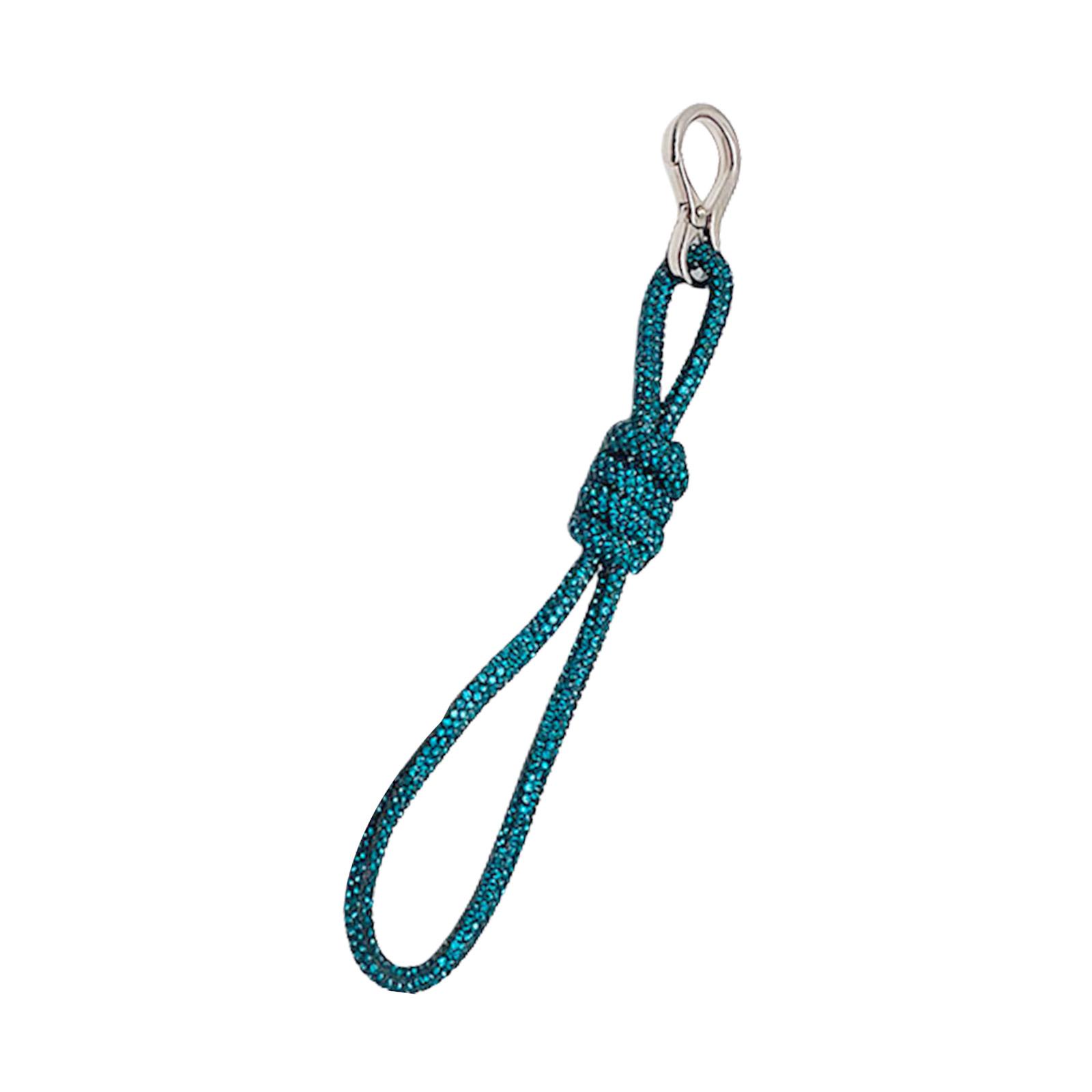 

Glittering Diamonds Hanging Rope Stylish Key Holder Trendy Rhinestones Hanging Rope Bag Adornment Female Accessory зелений