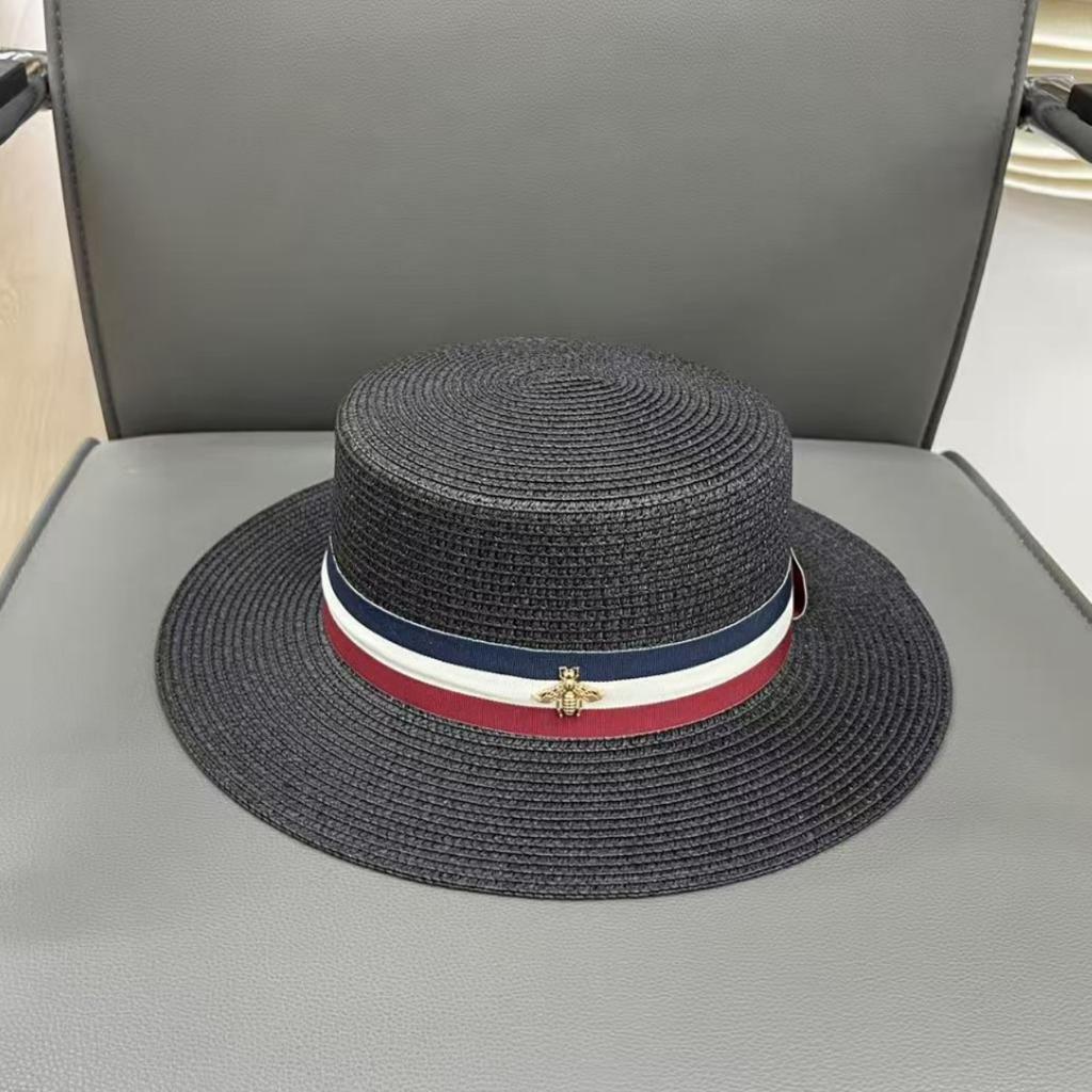 French European style little bee straw hat top hat casual versatile beach men and women summer sun hat shade