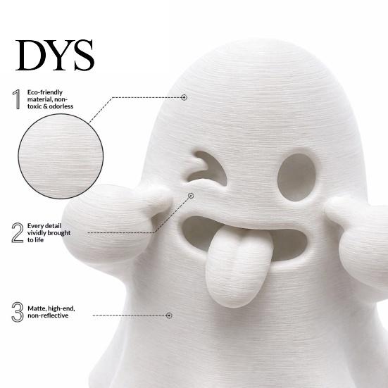 Halloween Party Supplies Ghost Figurine, 3D Printed Cute Face Statue, Spooky PLA Plastic Decor Tabletop Ornament for Shelf, Desk, Home Desktop