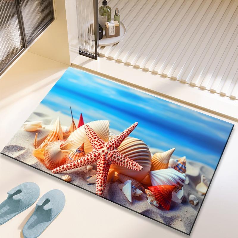 Ocean Style Summer Printed Floor Mat Bathroom Anti Slip Floor Mat Bathroom Entrance Absorbent Mat 80x120cm