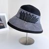 Elegant Wide Brim Cotton Linen Bucket Hat for Women Summer Sun Hat Foldable UV Protection Beach Hat