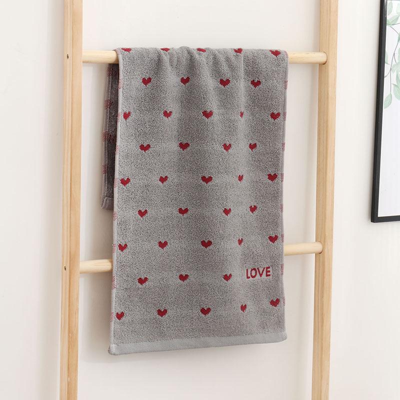 100% Cotton Love Heart Thick Embroidered Face Towel - Soft & Absorbent Couple Gift