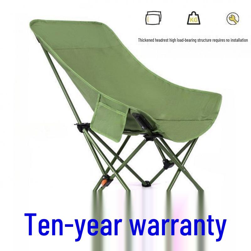 Foldable Outdoor Chair with Cotton Padding - Reclining Moon Chair for Camping, Fishing, and Lunch Breaks