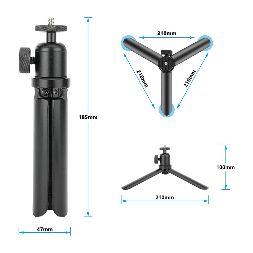 HDRIG Aluminum Desktop Tripod with 360° Rotatable Ball Head for DSLR Cameras and Mobile Phones