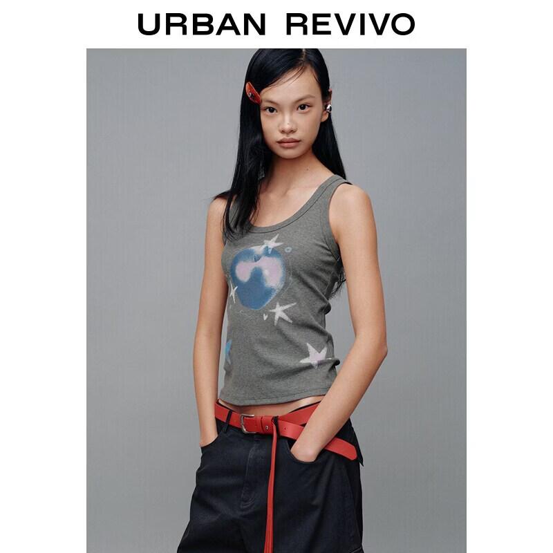 UR2026 Women s Sleeveless U-Neck Print Vest XS хизер серый
