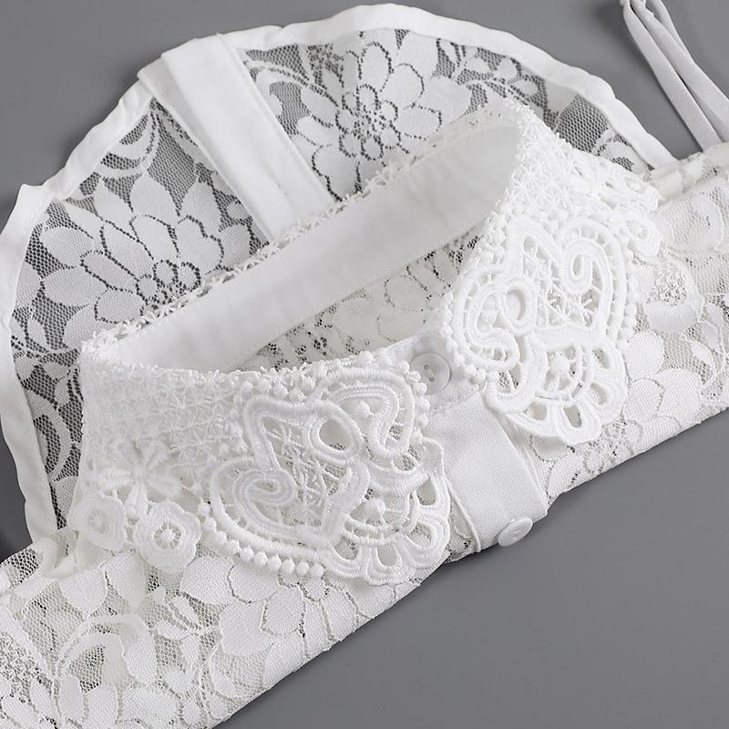 Módní květinová krajková falešná límeček pro dámské obleky Poloviční košile Krk odnímatelný límec Dámský falešný límec