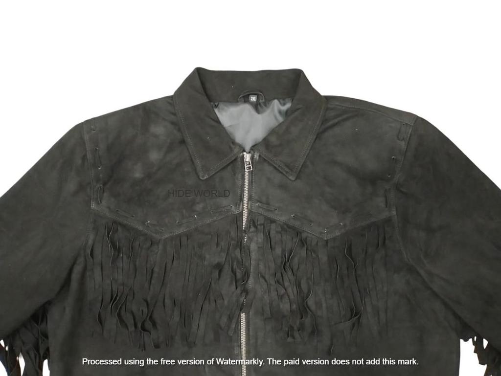 Fringed Motorcycle Leather Designer Suede Lambskin Black Handmade Jacket Men