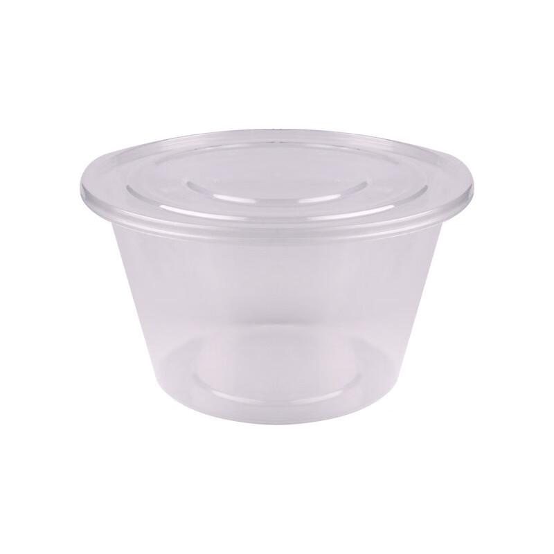 

Chulu 1250ml Disposable Round Plastic Bowls with Black Lids, 50-Pack