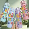 1PC Jesus Loves Me This I Know Print 750ml Color Plastic Sports Water Bottle Leakproof Flip Straw Lid Suitable for Sports Office Home Use