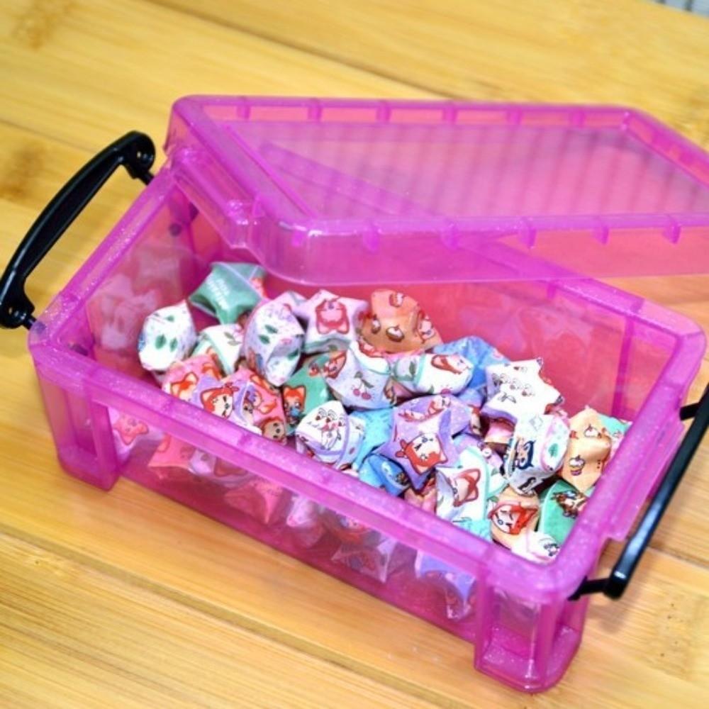 0.28 Liter Storage Box Candy Color Locking Lid Plastic Sorting Box Mini Size Transparent Art Stationery Box