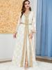 Women's V-neck Long Sleeve Middle Eastern Abaya Two-Piece Set Dress