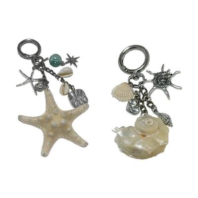 Coastal Styles Keychain Featuring Shell Starfish Fish In Vibrant Blue Oceanics Theme for Gifts and Decoration