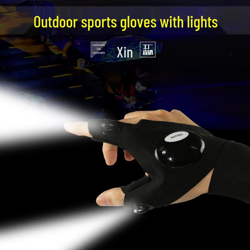 LED Flashlight Fishing Gloves - Luminous Finger Lamp for Night Fishing and Repairs